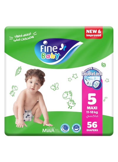 Buy Baby Diapers Size 5 Maxi 11-18 kg 56 Count in Saudi Arabia