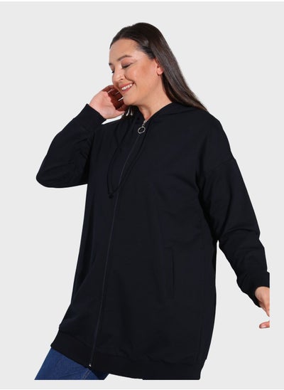 Buy Zip Pocket Detail Hooded Coat in UAE