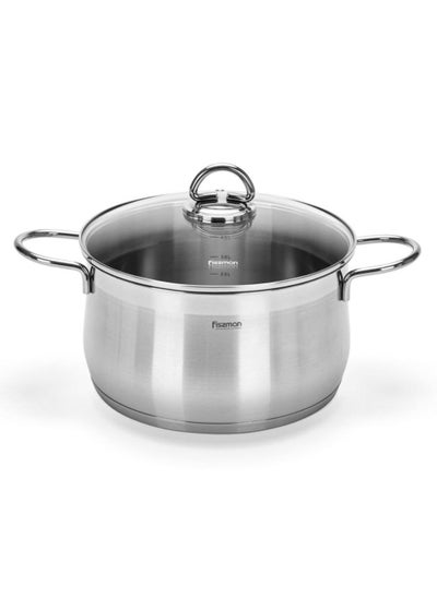 اشتري Fissman Monica Stainless Steel Stockpot W/Glass Lid 24cm في الامارات