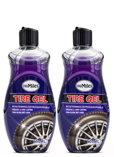 Buy Combo - 2PC 100 Miles High Gloss Tire Shine Gel Long Lasting Wet Look Tire Gel 500 ML in Saudi Arabia