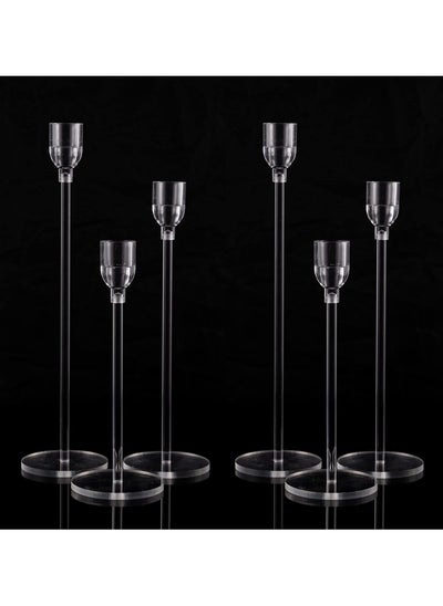 Buy 6 Pcs Acrylic Candle Holders, Taper Candle Holder Set for Table Centerpieces, Decorative Candlestick Holders for Wedding Decor, Dining Room in Saudi Arabia