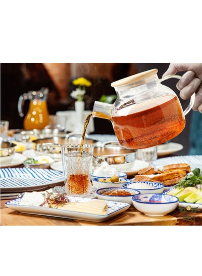 اشتري Heat Resistant Glass Teapot Set Clear with a Filter Coil Transparent Pitcher for Tea Coffee Stovetop and Fridge Safe Tea Pot 1000 MilliLiter في السعودية