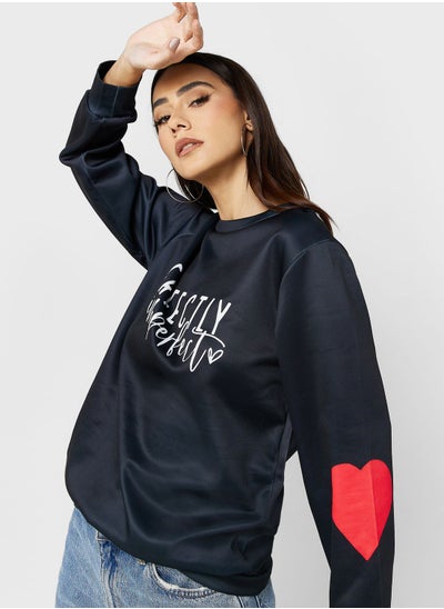 Buy Slogan Print Sweatshirt in UAE