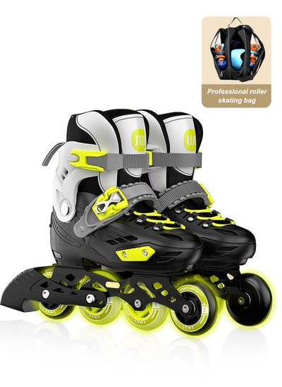 Buy Kids Adjustable Roller Skates with Light Up Wheels, Outdoor Fitness Skates, Adjustable Inline Skates for Boys and Girls in Saudi Arabia