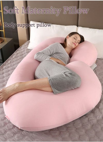 اشتري Cotton Soft Fibre C Shaped Maternity Pillow Pregnancy Body Pillow with Zippered Cover في الامارات