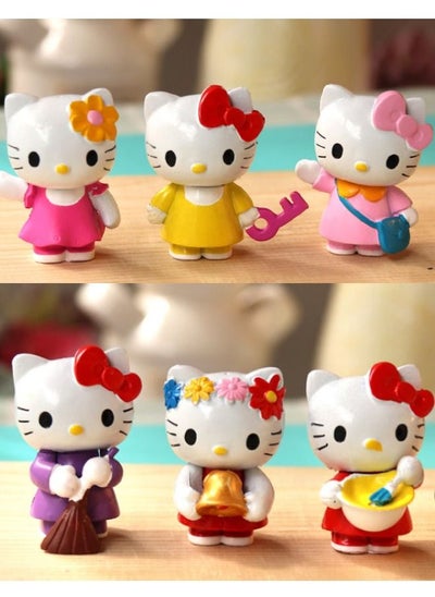 اشتري 6-Piece Hello Kitty Action Figure Set, Mini Model Statue Figure Toy, Cartoon Realistic Model Ornament, High Quality Cartoon Figure Toy for Collection, Decoration في السعودية