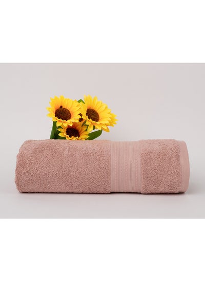 Buy Infinity 500 Gsm 100% Cotton Terry Fancy Border 1 Hand Towel 70X140 CmSoft Touch Extra Absorbent-Peach in UAE