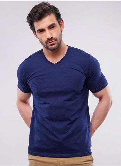 Buy Navy V-Neck T-Shirt in UAE