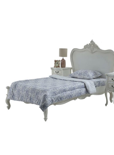 اشتري Foliage Single Comforter Set, White & Blue - 210TC, 150x200 cms في الامارات