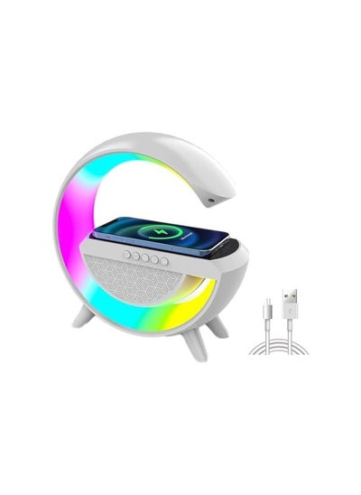 Buy Color Atmosphere Lamp, Color Changing Mood Light with Wireless Charger, 3 In 1 Dimmable Night Light with Alarm Clock, Bluetooth Speaker, 15w Fast Charger and APP Control for Bedroom, Party in UAE