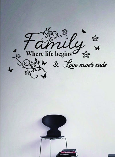 اشتري Family Love Quote  Wall Decal - Wall Arts Home Décor - Wall Sticker, 90x47 cm by Spoil Your Wall في الامارات