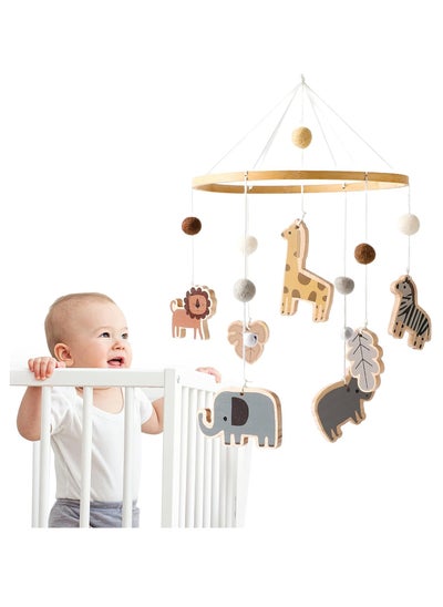 Buy Wood Animal Zoom Wooden Baby Crib Mobile, Soothing Bed bell, Nursery Bed Toy and Cot Rattle Decoration for Toddler Sleep in Saudi Arabia