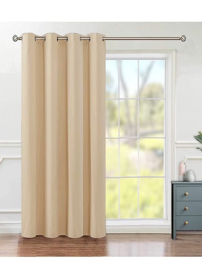 اشتري Room Divider Curtain Grommet Thermal Insulated Blackout Curtains for Bedroom Living Room Biscotti Beige 140x243cm في الامارات