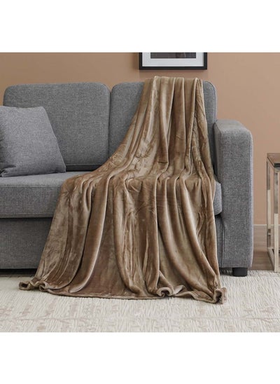 Buy AW23 Solid Flannel Single Blanket 150x200 Cm Light Brown in UAE