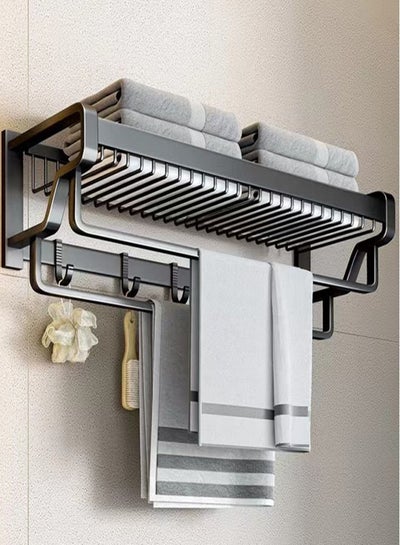Buy 1-Piece  Multifunctional Bathroom Shelving / Bathroom Storage Rack Aluminum Black 22 x 57 x 13 Centimeter in UAE