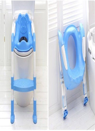 Buy Potty Toilet Seat Adjustable Baby Child Toddler Kid Toilet Trainer With Step Stool Ladder For Boy And Girl Blue in UAE