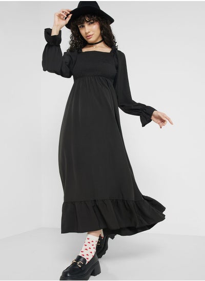 Buy Urban Minx Puff Sleeve Dress With Smock Detail in Saudi Arabia