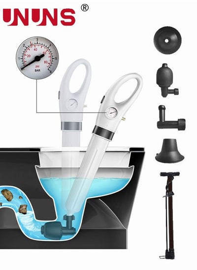 اشتري Toilet Plunger with Real-Time Barometer  Air Drain Blaster Kit  Clog Remover with Replaceable Heads  High Pressure Air Toilet Unclogger Plumbing Tools for Shower Sink Bathtub Clogged Pipe في الامارات