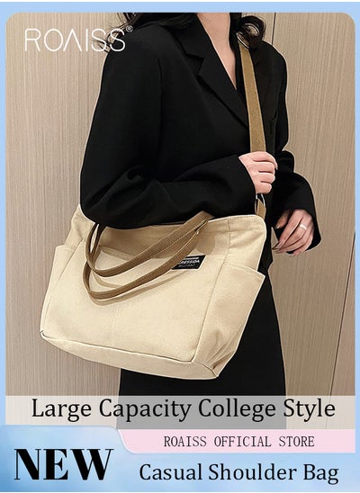 Buy Large Capacity Shoulder Bag  Durable Macaron Color Scheme Smooth Zipper Solid Color Tote Bag in Saudi Arabia