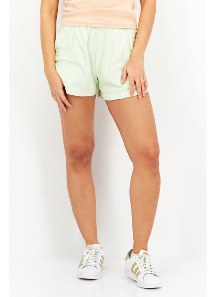 Buy Women Embroidered Logo Towelling Shorts, Light Green in UAE