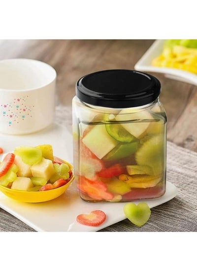 Buy Square Clear Glass Jar With Metal Lid 270Ml 6 X 6 X 9.5 Cm in UAE