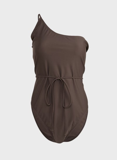 Buy One Shoulder Tie Waist Swimsuit in UAE