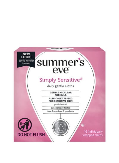 Buy Summers Eve Feminine Cleansing Cloths Sensitive 16 Pcs in Saudi Arabia