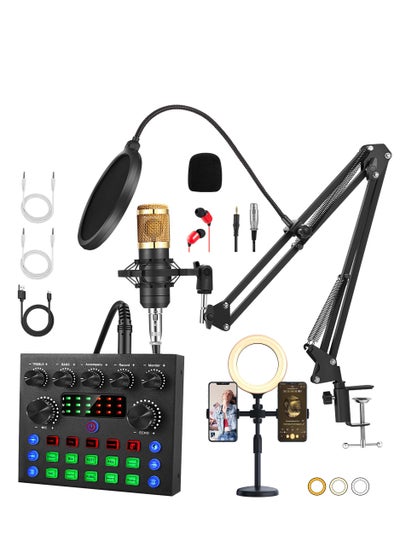 Buy Podcast Equipment Bundle with Ring Light and Phone Holder, BM-800 Podcast Microphone Bundle with V8S Voice Changer, Condenser Microphone Recording Studio Package for Podcasting Streaming Recording in Saudi Arabia