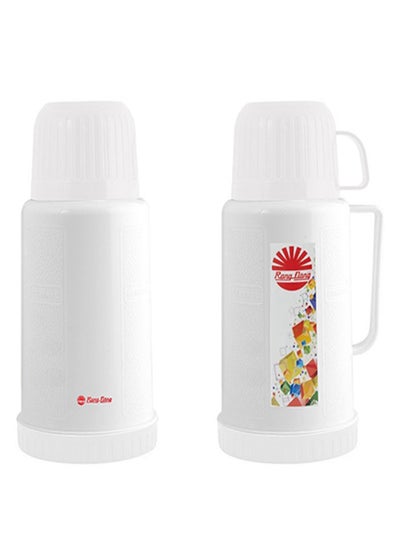Buy Plastic Tea & Coffee Flask 1.2 Liter With A Cup Lid White in Saudi Arabia