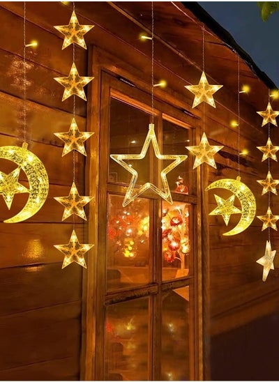 Buy Ramadan Decorations Star Moon Lights with Remote Control & Battery Case for Home Holiday Ramadan in UAE