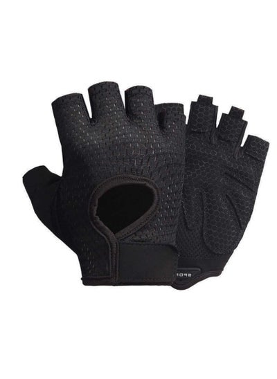 Buy Anti Slip Shock Absorbing Padded Breathable Half Finger Short Sports Cycling Gloves for Men Women in Saudi Arabia