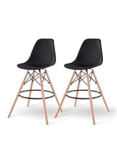 Buy Ultimate Eames Style DSW Bar Stool Set of 2-Black in UAE