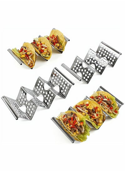 Buy Taco Holders 4 Pack Food Grade Taco Plate Stainless Steel Tacos Holder Plate for Party Stackable Food Trays Racks Hold Soft and Hard Shell Tacos Spring Roll in Saudi Arabia