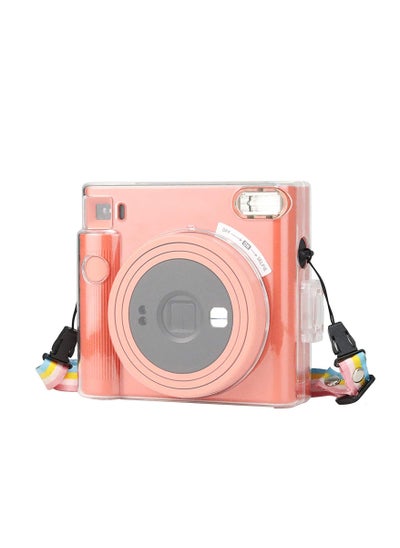 اشتري Protective Clear Case for Fujifilm Instax Square SQ1 Instant Film Camera, Crystal Hard PC Cover for Instax Square SQ1 with Removable Rainbow Shoulder Strap Transparent في السعودية