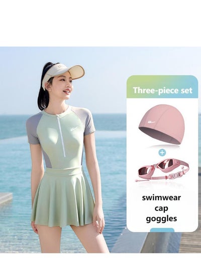 اشتري Women's Summer Swimwear With Swimming Goggles and A Swimming Cap في السعودية