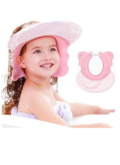 اشتري Baby Shower Cap, Baby Bath Visor Adjustable Hair Washing Aids for Kids Adult Shampoo Shield Pink في السعودية