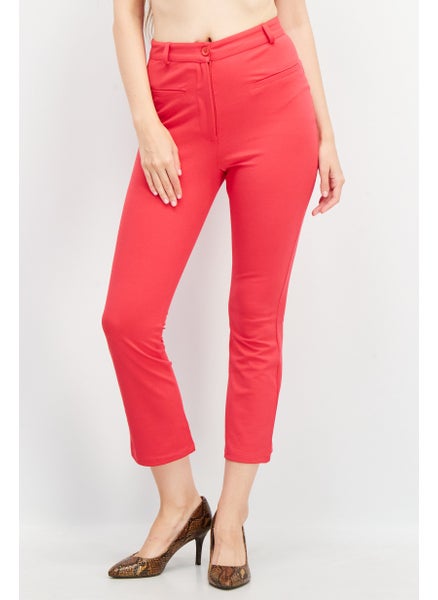 Buy Women Regular Fit Textured Basic Pants, Pink in UAE