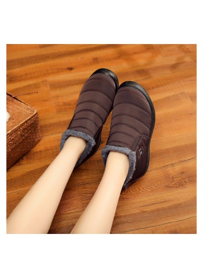 Buy Women Ankle Boots Slip On Flat Casual Footwear Burgundy in UAE