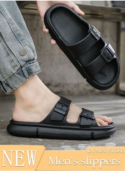 اشتري Men's slippers Summer Sandals Lightweight Slide Sandal with Non-slip Soles Thick Sole Beach Slipper Breathable Slip-on Sandal House Flat Slipper for Pool Beach Yard Kitchen Shower في الامارات