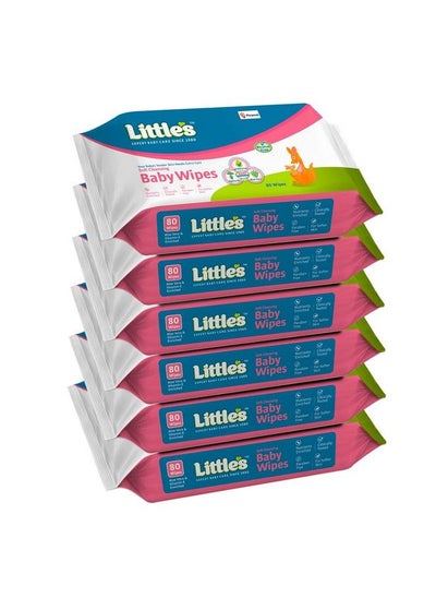 اشتري Soft Cleansing Baby Wipes With Aloe Vera Jojoba Oil And Vitamin E (80 Wipes) Pack Of 6 في الامارات