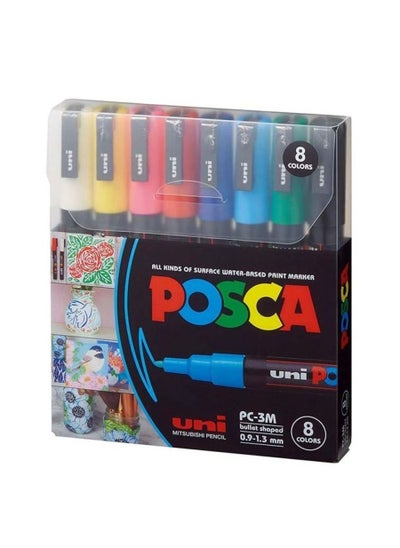 اشتري 8-Piece POSCA Fine Paint Marker Multicolour في الامارات