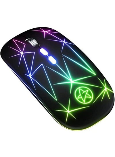 Buy A20 Wireless Mouse USB 2.4Ghz Computer Mouse Gamer Ergonomic RGB Gaming Mice Silent For PC Laptop (STAR BLACK) in Saudi Arabia