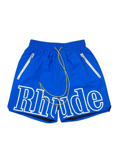 Buy RHUDE Letter 3M Reflective Shorts Unisex Casual Beachwear Blue in UAE