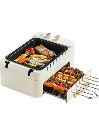 اشتري 4-In-1 Non-Stick Hot Pot And Griddle, Electric Hot Pot Grill, Automatic Temperature Control, BBQ Plate, Multifunctional Electric Grill, Portable Cooking Stove, Multifunctional Electric Grill في الامارات