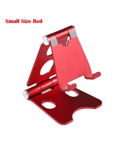 Buy Portable Aluminum Alloy Cell Phone Holder Foldable Metal Desktop Mobile Phone Tablet Stand Red in UAE