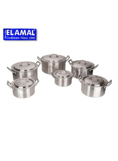 Buy A Set of 6 Aluminum Pots With Lids Assorted Sizes in Saudi Arabia