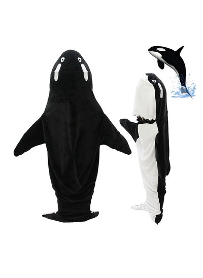 اشتري Wearable Whales Blanket, Wearable Shark Blanket Hoodie, Whale Blanket for Adult Kids, Super Soft Cozy Flannel Wearable Blanket Hoodie, for Girls Interesting Blanket Gifts, L في الامارات