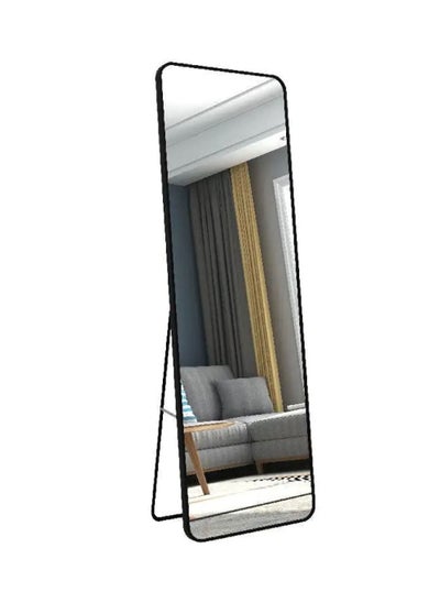 Buy Aluminum Alloy Frame Floor Mirror With Stand Black in UAE