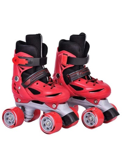 Buy Roller Skates Shoes Double Rows 4 Wheels with Adjustable Size AREA for Boys And Girls, XS (Red) in UAE