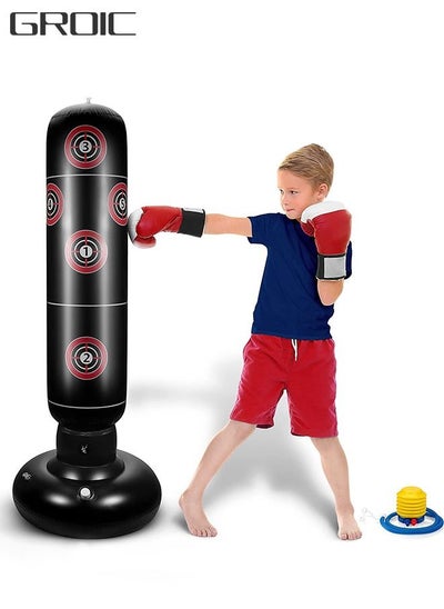 اشتري Inflatable Punching Bag For Kids, 63 Inch Inflatable Kids Punching Bag with Stand  for Bounce-Back Bop Bag for Play, Boxing, Karate, Inflatable Toy Punching Bag Practice Kickboxing في الامارات